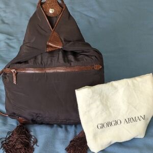 Giorgio Armani Brown Backpack with Structured Design